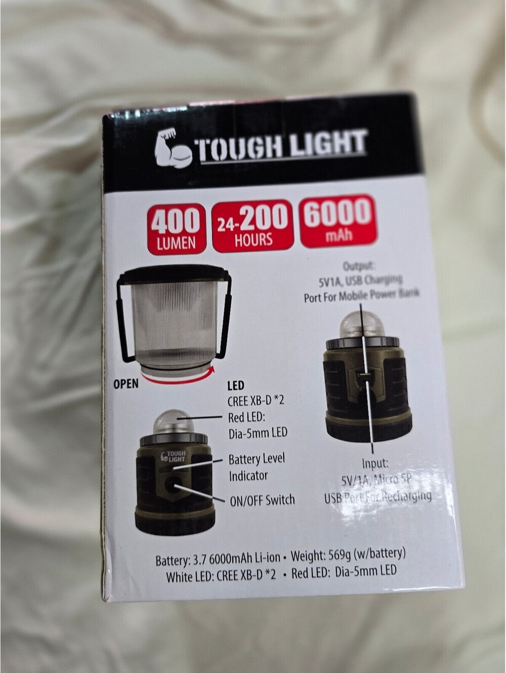 Tough Light 400-LR Rechargeable LED Lantern with USB Charging and 400 Lumen